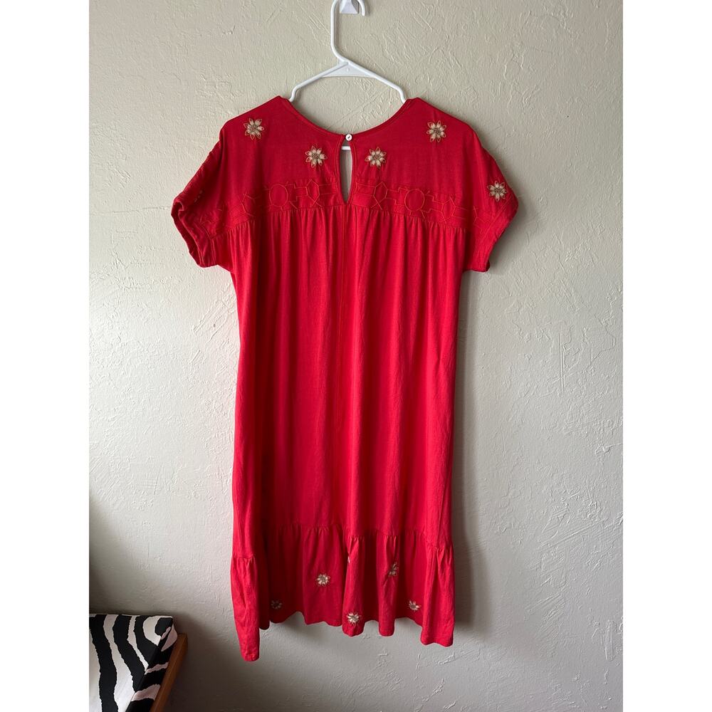 Johnny Was Embroidered Short Sleeve Cotton Dress in Red Size S - Picture 6 of 9